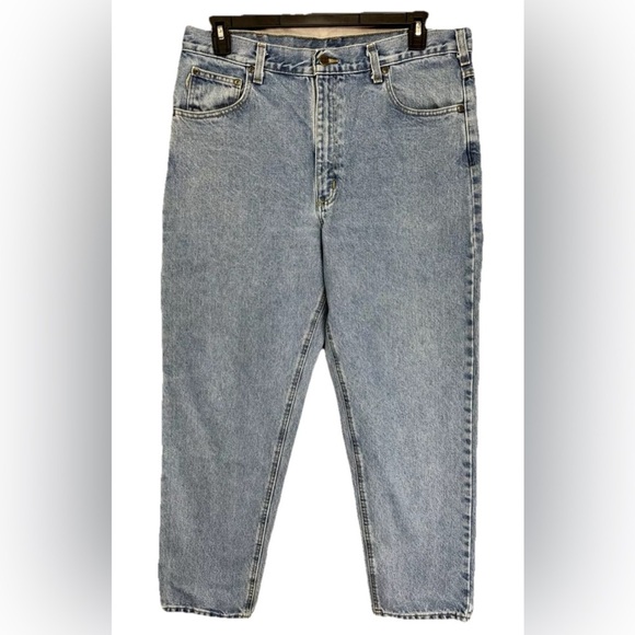 Carhartt Jeans Mens 38x32 Blue Denim Relaxed Fit Straight Medium Wash B17-STW - Picture 1 of 7